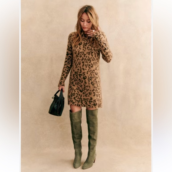 Sezane NWT Fanie Leopard Mohair Sweater Dress Size M - Picture 8 of 15